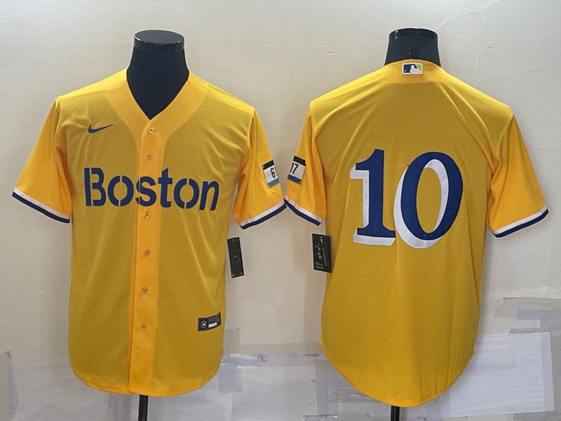 Men Boston Red Sox #10 No Name Yellow City Edition Game Nike 2022 MLB Jersey->new orleans saints->NFL Jersey